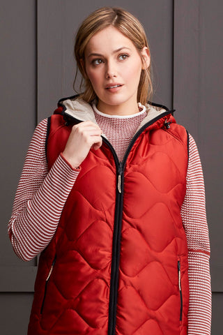 alt view 4 - REVERSIBLE HOODED PUFFER VEST WITH HI-LOW HEM-Mahogany