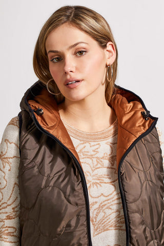 alt view 3 - REVERSIBLE HOODED PUFFER VEST WITH HI-LOW HEM-Walnut