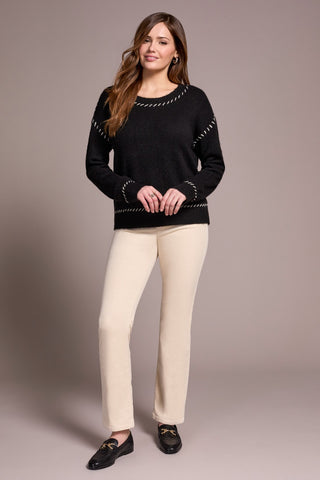 Pull-Over À Col Ras-Du-Cou En Point De Selle-Noir