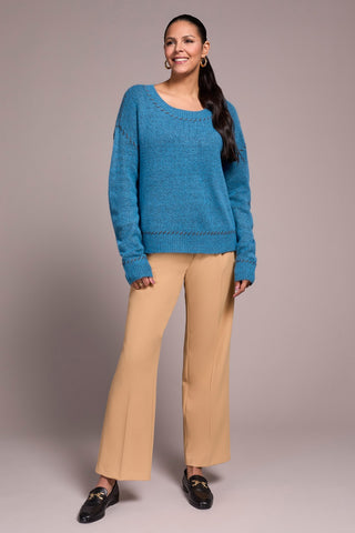 Saddle Stitch Crew Neck Sweater-Celestial