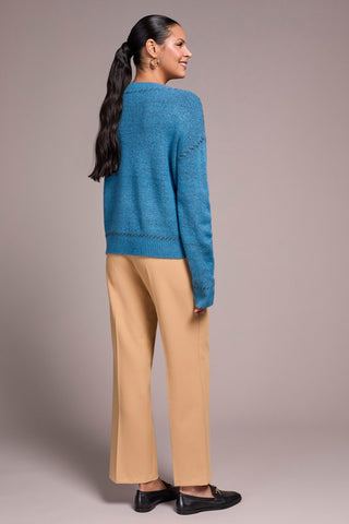 Saddle Stitch Crew Neck Sweater-Celestial