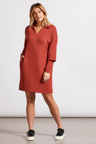 alt view 1 - SCUBA SHIFT POLO DRESS WITH POCKETS-Mahogany