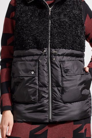 alt view 3 - SHERPA AND NYLON COMBO VEST-Black