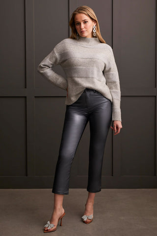 alt view 2 - SHINY MOCK NECK SWEATER-Grey mix