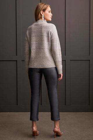 alt view 3 - SHINY MOCK NECK SWEATER-Grey mix