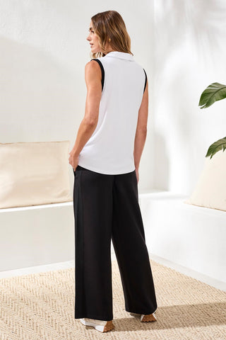 Sleeveless Johnny Collar Modal Top-White