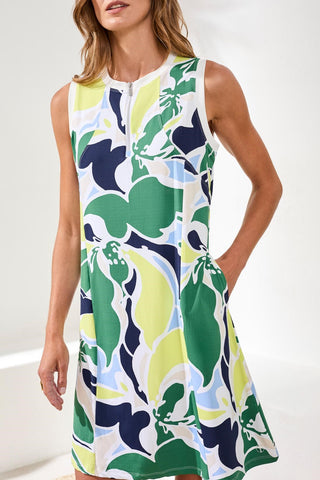 Sleeveless Printed Crewneck Dress-Florallime