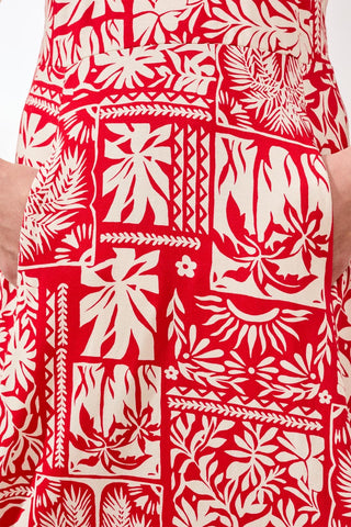 Sleeveless Printed Jersey Dress With V-Neck-Sangria