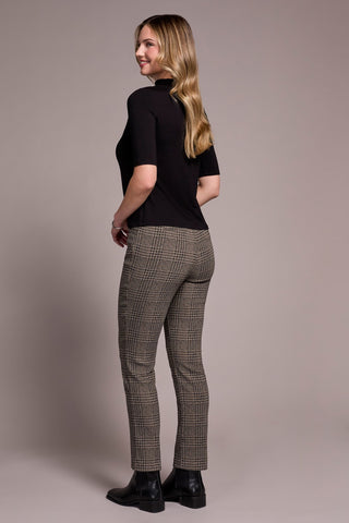 Soft French Terry Funnel Neck Elbow Sleeve Top-Black