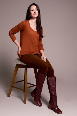 Soft French Terry Scoop Neck Long Sleeve Top-Gingerspice