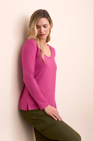 Soft French Terry Scoop Neck Long Sleeve Top-Roseberry