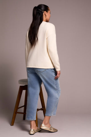 Soft Pearl Applique Dolman Sleeve Sweater-Sandstone