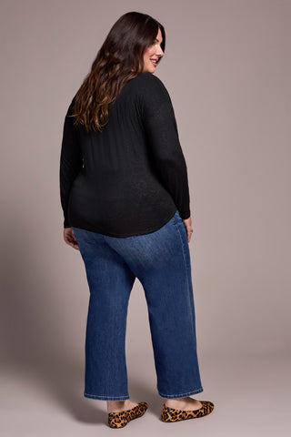 Blouse Brillante Avec Détails Plissés Et Manches Longues-Noir