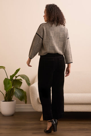 Soft Stretch Corduroy High Rise Ankle Pant-Black