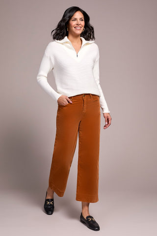 Soft Stretch Corduroy High Rise Ankle Pant-Bran