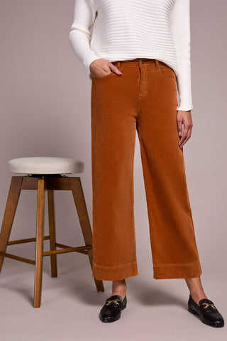 Soft Stretch Corduroy High Rise Ankle Pant-Bran