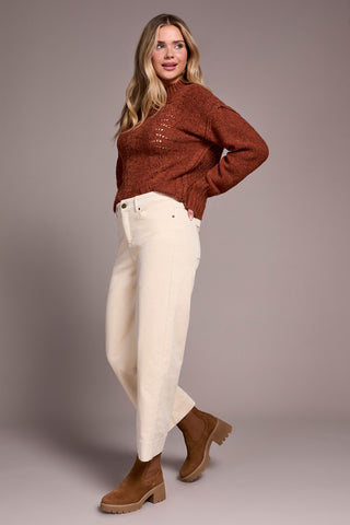 Soft Stretch Corduroy High Rise Ankle Pant-Moonstone