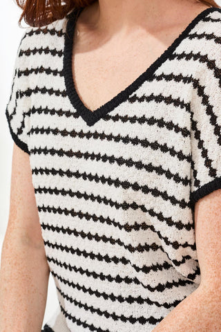 Soft Touch Lily Yarn V-Neck Sweater-Black