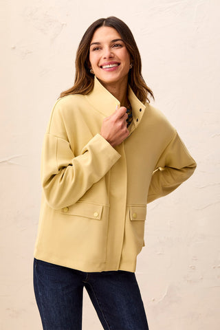 Soft-Touch Zip-Up Funnel Neck Utility Jacket-Ltpear