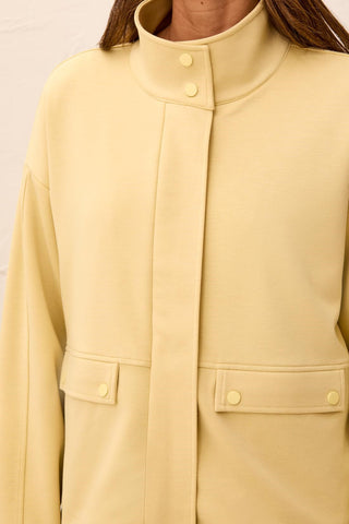 Soft-Touch Zip-Up Funnel Neck Utility Jacket-Ltpear