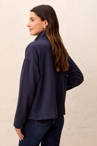 Soft-Touch Zip-Up Funnel Neck Utility Jacket-Sapphire