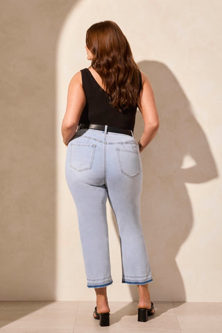 Sophia Curvy Comfort Stretch Micro Flare Crop Jeans-Lt Surf