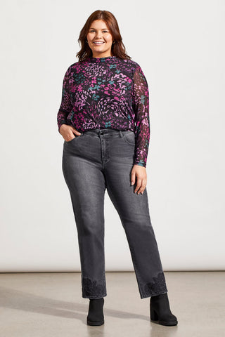 alt view 1 - SOPHIA CURVY EMBROIDERED STRAIGHT LEG JEANS-Fadedblack