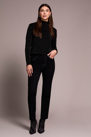 Sophia Curvy Straight Leg Jeans With Contrast Stitching-Tuxedo