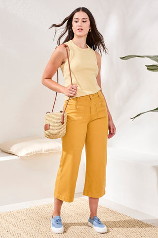 Sophia Palazzo Leg Hugging Denim Jeans-Goldenrod