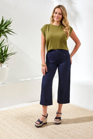 Sophia Palazzo Leg Hugging Denim Jeans-Nautical