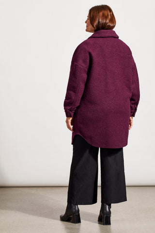 STRETCH BOILED WOOL JACKET-Dark plum