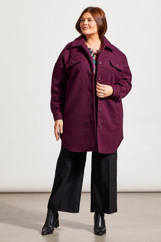 STRETCH BOILED WOOL JACKET-Dark plum