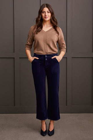 alt view 1 - STRETCH CORDUROY STRAIGHT LEG PANTS-Sapphire