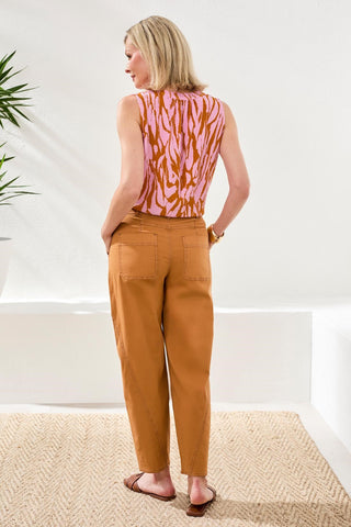 Stretch Slub Barrel Ankle Pant-Chestnut