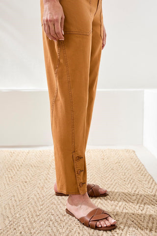 Stretch Slub Barrel Ankle Pant-Chestnut