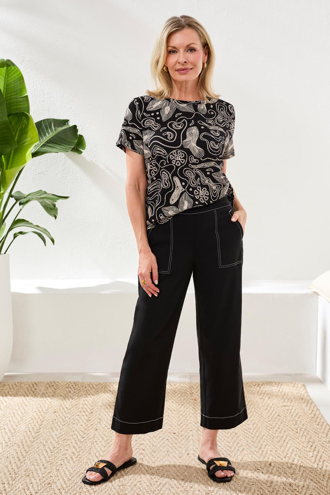 Signature Stretch Twill HighRise WideLeg Capri Pants-Black 2 Signature Stretch Twill HighRise WideLeg Capri Pants-Black 2