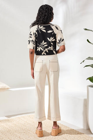 Signature Stretch Twill High‑Rise Wide‑Leg Capri Pants-Canvas