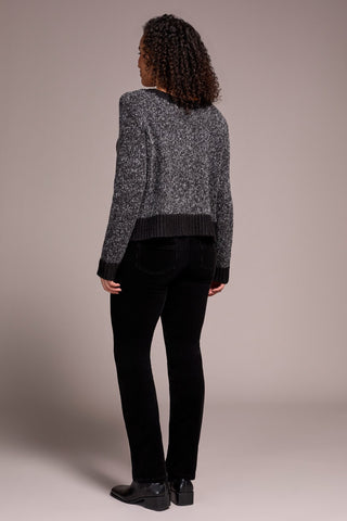 Stripe Long-Sleeve Reversible Sweater-Black