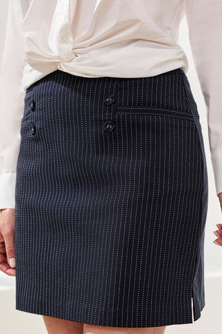 Jupe-Short À Enfiler En Bengaline Stretch Rayée
-Bleu Jet