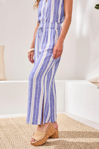 Flowy Linen Wide‑Leg Pants with Elastic Comfort Waist-Marina