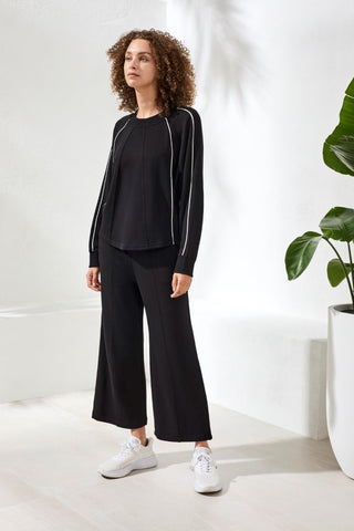 Techno Lux Crew Dolman Top Contrast-Black