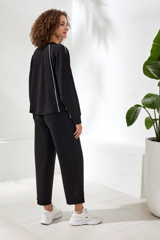 Techno Lux Crew Dolman Top Contrast-Black