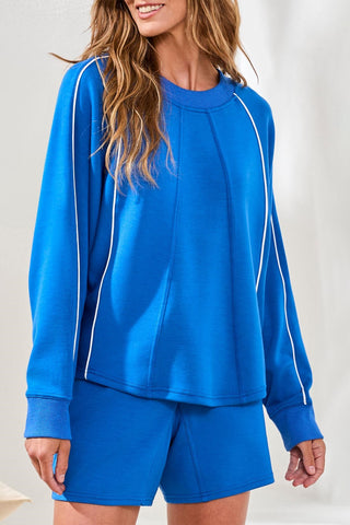 Techno Lux Crew Dolman Top Contrast-Turkishsea