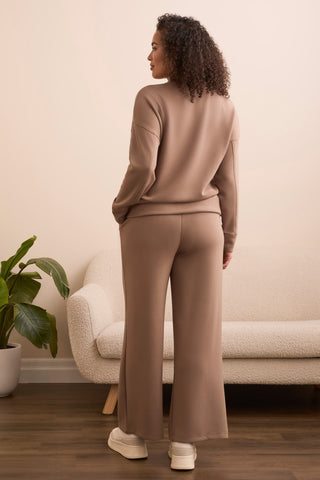 Techno Lux Drop Shoulder Funnel Neck Knit Top-Fossil