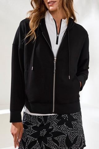 Techno Lux Hooded Cardigan Combo-Black