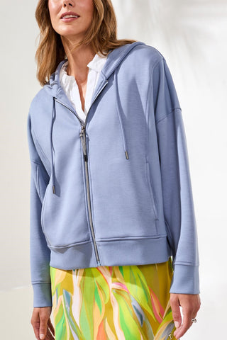 Techno Lux Hooded Cardigan Combo-Dustblue