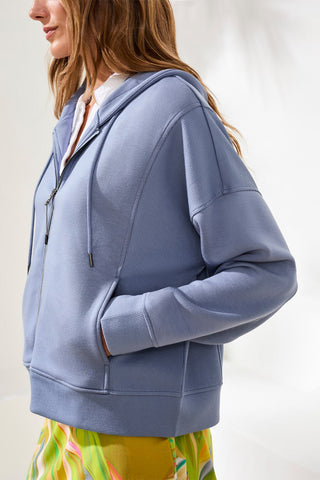Techno Lux Hooded Cardigan Combo-Dustblue