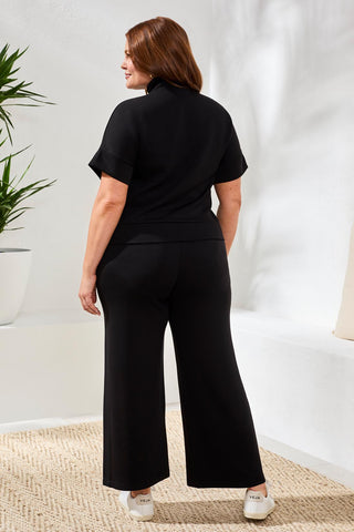 Techno Lux Inclusive Mock Neck Zip Top-Black