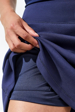 Techno Lux Knit Pull-On A-Line Skort-Jet blue