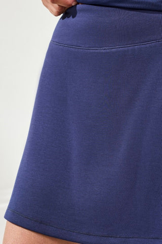Techno Lux Knit Pull-On A-Line Skort-Jet blue